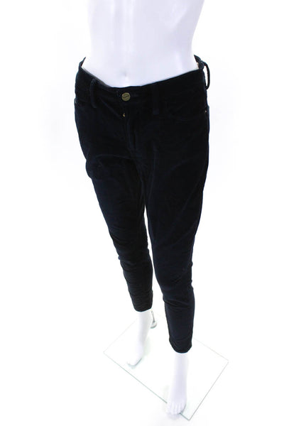 Frame Women's Midrise Five Pockets Corduroy Skinny Pant Navy Blue Size 27