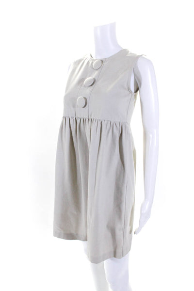 AKA New York Womens Back Zip Three Button Crew Neck Shift Dress Beige Size XS