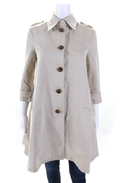 Greyson Womens 3/4 Sleeve Button Front Collared Trench Coat Brown Size XS