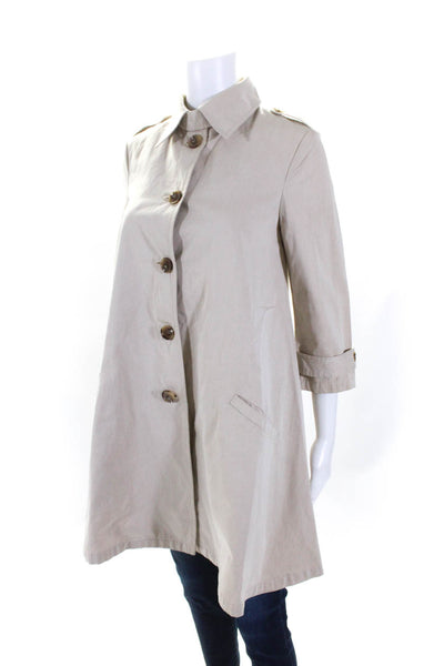 Greyson Womens 3/4 Sleeve Button Front Collared Trench Coat Brown Size XS