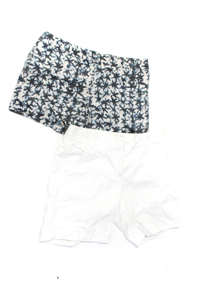 J Crew Womens Mid Rise Chino Shorts White Blue Cotton Size 0 Lot 2