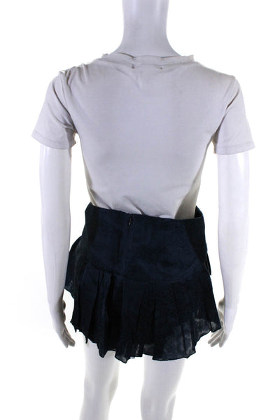 Isabel Marant Womens Silk Tiered Pleated Mini Skirt Blue Size 36