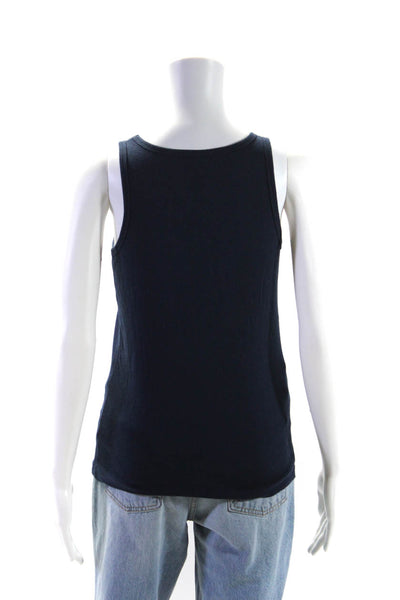 Tory By TRB Womens Scoop Neck Metallic Burst Tank Top Navy Blue Cotton Large