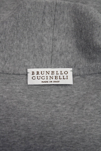 Brunello Cucinelli Womens Scoop Neck Monili Ribbed Knit Tank Top Gray Cotton 2XL