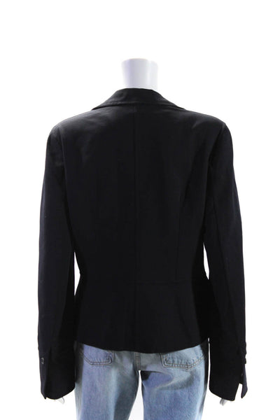 Carolina Herrera Womens Two Button Notched Lapel Blazer Jacket Navy Blue Size 12