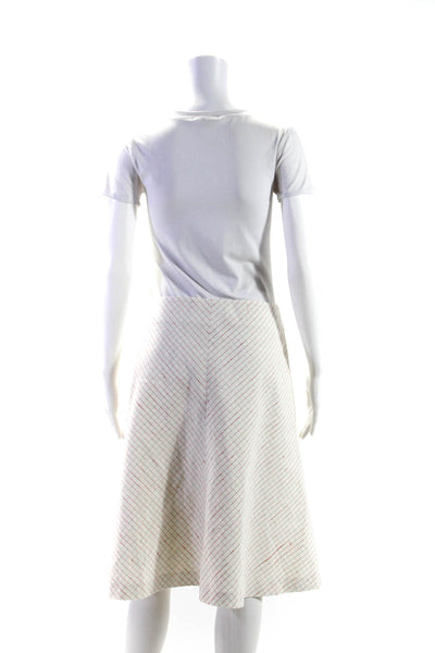Carolina Herrera Womens Side Zip Knee Length Check A Line Skirt White Size 14