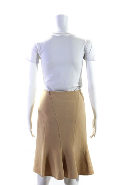 Michael Kors Womens Back Zip Knee Length Pencil Skirt Brown Wool Size 14