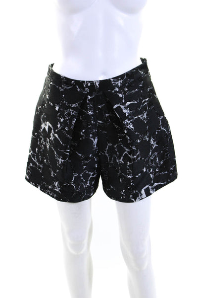 Balenciaga Womens Satin Jacquard High Waist Shorts Black Size FR 38