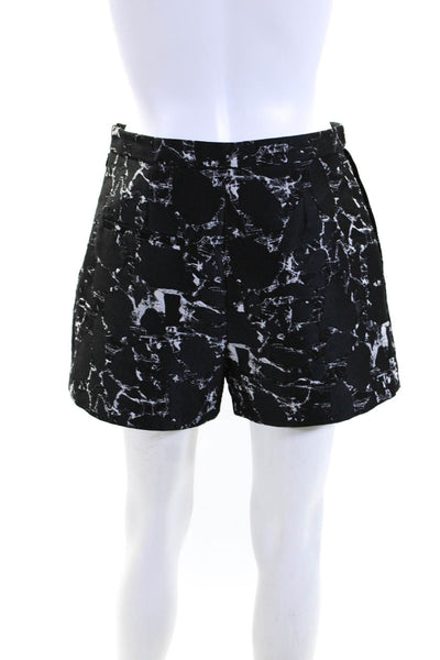 Balenciaga Womens Satin Jacquard High Waist Shorts Black Size FR 38