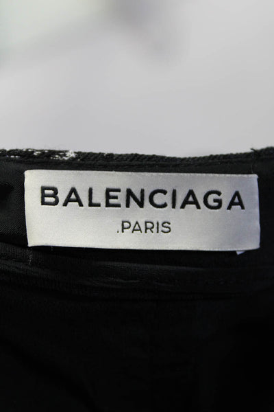 Balenciaga Womens Satin Jacquard High Waist Shorts Black Size FR 38