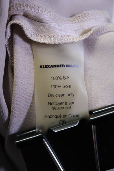 T Alexander Wang Womens Long Sleeve Satin Button Up Top Blouse Beige Size Medium