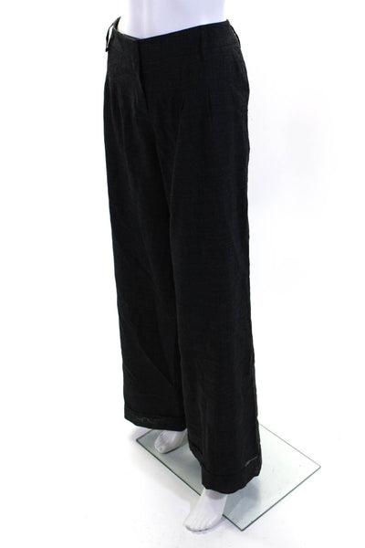 Elie Tahari Women's Hook Closure Pleated Front Wide Leg Dress Pant Black Size 8