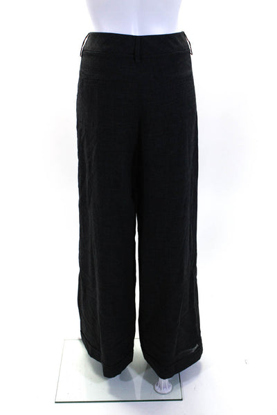 Elie Tahari Women's Hook Closure Pleated Front Wide Leg Dress Pant Black Size 8