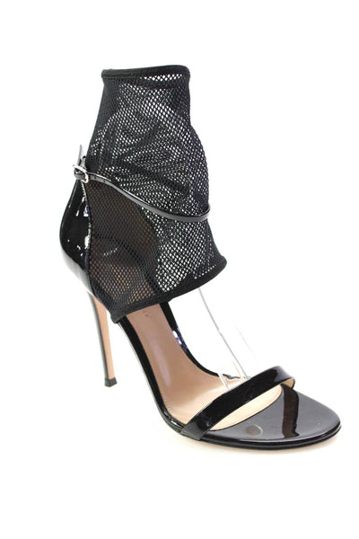 Gianvito Rossi Womens Mesh Ankle Strap Sandal Heels Black Size 38 8