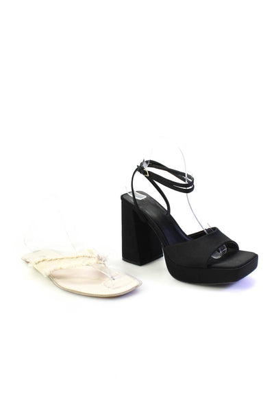 Zara Womens Thong Platform Sandal Heels White Black Size 38 8 Lot 2