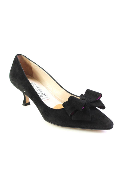 Pancaldi Diane B Womens Suede Bow Pointed Toe Pumps Black Size 36.5 6.5