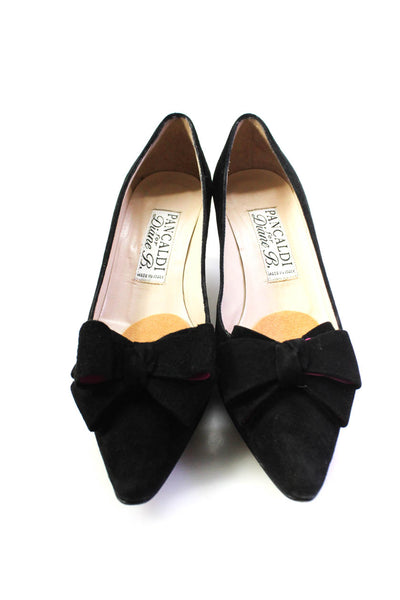 Pancaldi Diane B Womens Suede Bow Pointed Toe Pumps Black Size 36.5 6.5