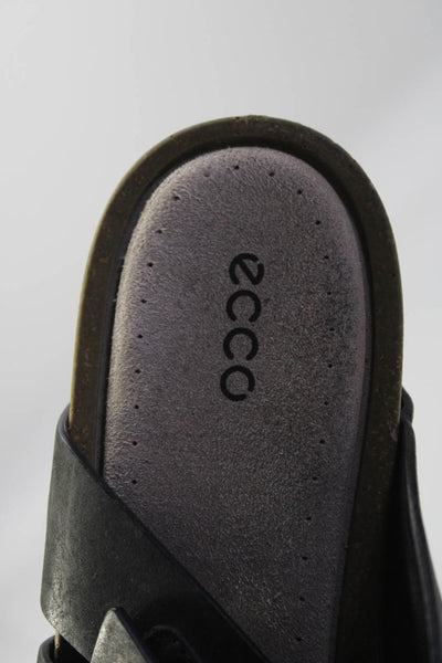 ECCO Womens Black Double Buckle Strap Slip On Sandals Shoes Size 11