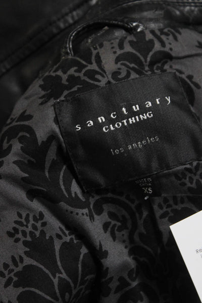 Sanctuary Womens Faux Leather Full Zip Sleeveless Biker Vest Black Size XS