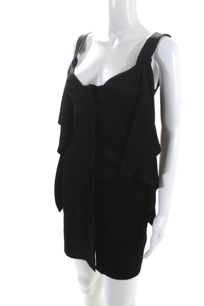 Kimberly Taylor Women's V-Neck Sleeveless Button Down Mini Dress Black Size XS