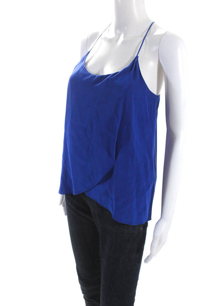 Rory Beca Womens Solid Blue Silk Scoop Neck Sleeveless Tulip Camisole Top Size S