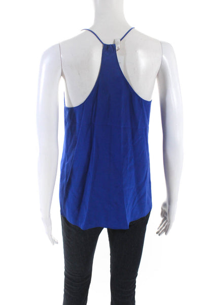 Rory Beca Womens Solid Blue Silk Scoop Neck Sleeveless Tulip Camisole Top Size S