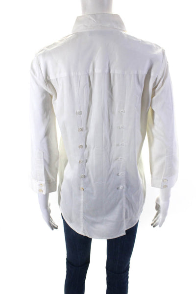 Elizabeth & James Womens Button Front 3/4 Sleeve Collared Shirt White Size XS