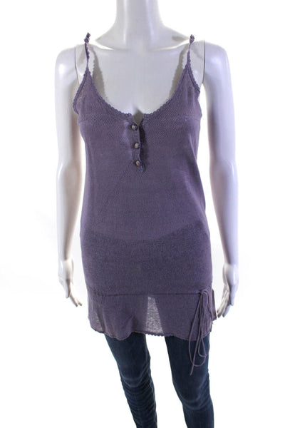 Zadig & Voltaire Womens Spaghetti Strap V Neck Knit Tank Top Purple Linen Small