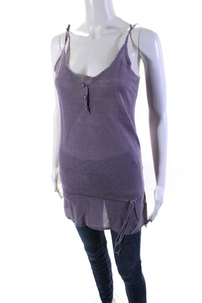 Zadig & Voltaire Womens Spaghetti Strap V Neck Knit Tank Top Purple Linen Small