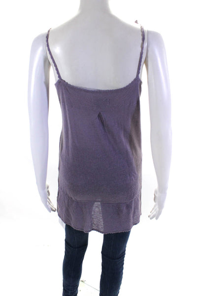 Zadig & Voltaire Womens Spaghetti Strap V Neck Knit Tank Top Purple Linen Small