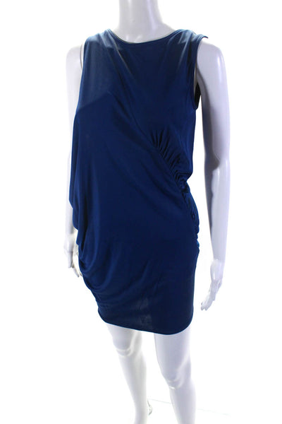 Prada Womens Sleeveless Scoop Neck Knit Asymmetrical Dress Blue Size IT 38
