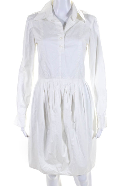 Yves Saint Laurent Edition 24 Poplin Long Sleeve Shirt Sheath Dress White FR 38