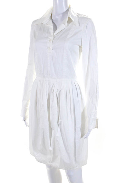 Yves Saint Laurent Edition 24 Poplin Long Sleeve Shirt Sheath Dress White FR 38