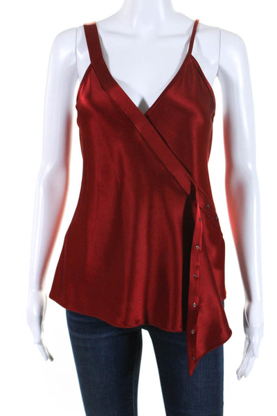 T Alexander Wang Womens Satin Asymmetrical Wrap Tank Top Blouse Red Size 4