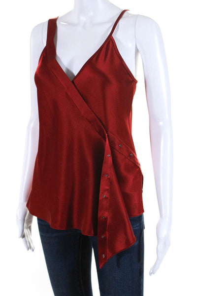 T Alexander Wang Womens Satin Asymmetrical Wrap Tank Top Blouse Red Size 4