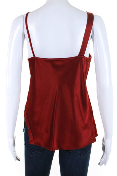 T Alexander Wang Womens Satin Asymmetrical Wrap Tank Top Blouse Red Size 4