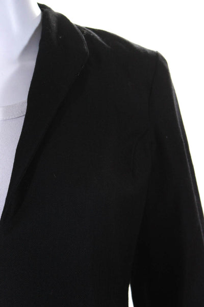 Vzone Valentino Womens Long Hook & Eye High Neck Jacket Black Wool Size IT 44