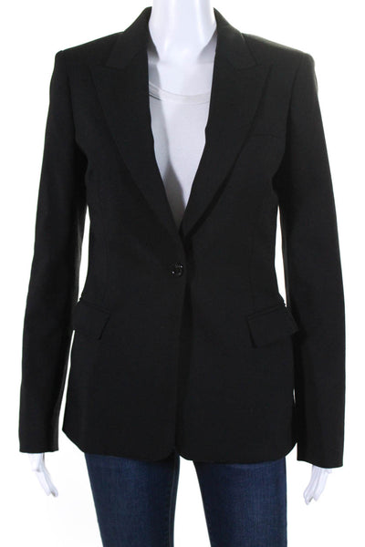 Costume National Womens One Button Peak Lapel Twill Blazer Jacket Black IT 42