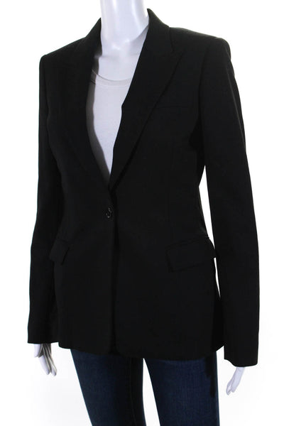 Costume National Womens One Button Peak Lapel Twill Blazer Jacket Black IT 42