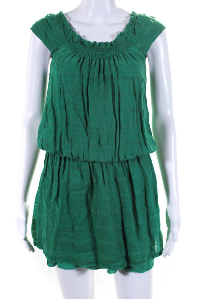 Ella Moss Womens Elastic Off Shoulder Mini Drop Waist Dress Green Size XS