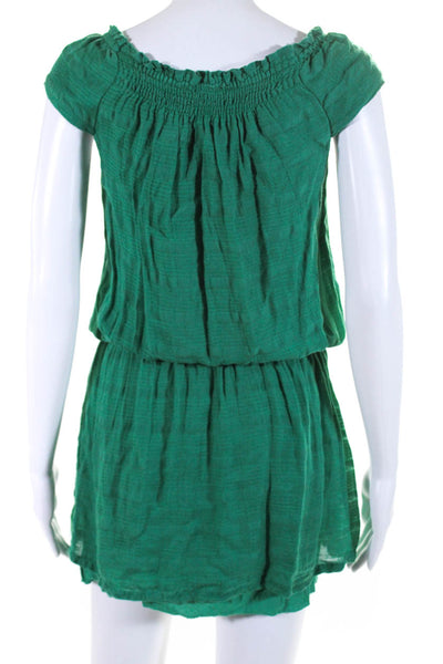 Ella Moss Womens Elastic Off Shoulder Mini Drop Waist Dress Green Size XS