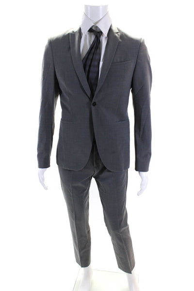 Zara Man Mens Single Breasted One Button 2 Piece Suit Gray Size 18 30