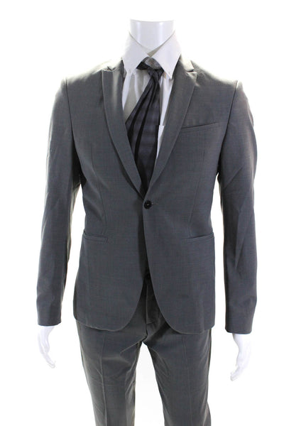 Zara Man Mens Single Breasted One Button 2 Piece Suit Gray Size 18 30