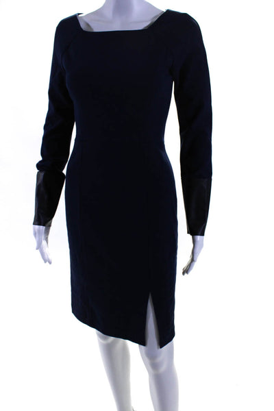 Lafayette 148 New York Womens Long Sleeves Pencil Dress Navy Blue Size 0