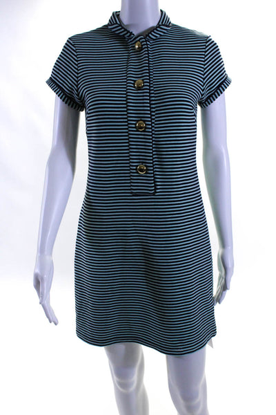 STS Sail To Sable Womens Striped Button Down Polo Dress Blue Size Extra Small