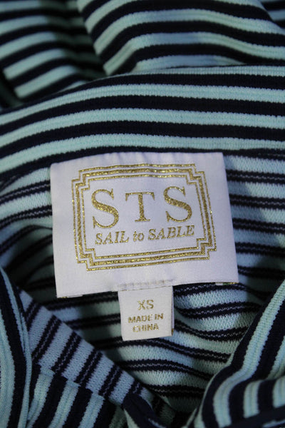 STS Sail To Sable Womens Striped Button Down Polo Dress Blue Size Extra Small