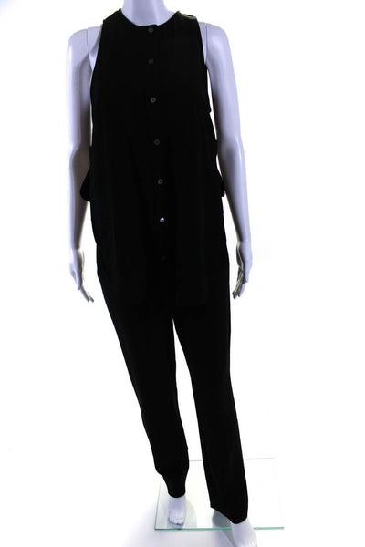 10 Crosby Derek Lam Womens Button Up Straight Leg Jumpsuit Black Size 6