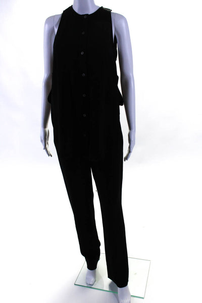 10 Crosby Derek Lam Womens Button Up Straight Leg Jumpsuit Black Size 6