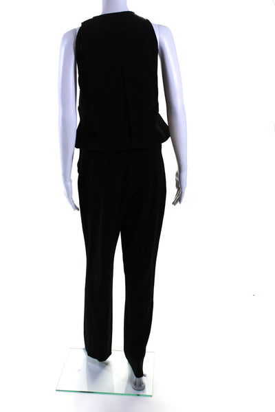 10 Crosby Derek Lam Womens Button Up Straight Leg Jumpsuit Black Size 6