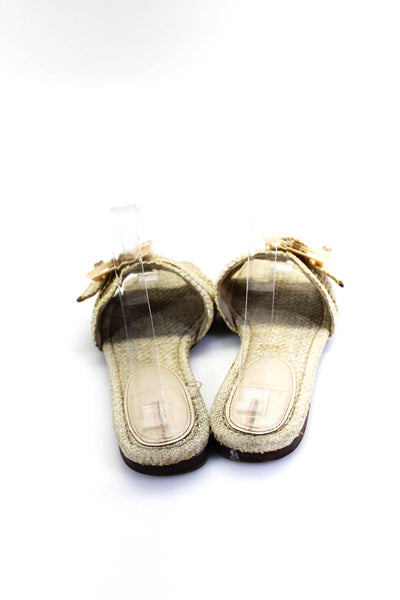 Sam Edelman Womens Woven Straw Buckle Flat Slides Sandals Natural Size 7.5